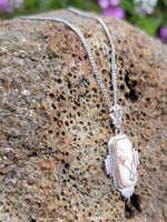 14k gold c.1920's Art Deco carved shell cameo & diamond pendant