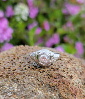 18k white gold c.1920's filigree diamond engagement ring - apx .65ct