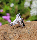 14k white gold filigree c.20's Deco Black Onyx & Diamond Ring