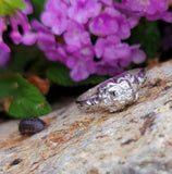 14k white gold diamond vintage estate antique ring