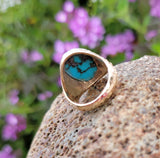 14k gold turquoise floral estate ring