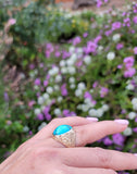 14k gold turquoise floral estate ring