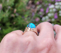 14k gold turquoise floral estate ring