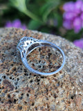 18k white gold Edwardian Filigree mine cut diamond antique Ring