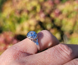 18k white gold Edwardian Filigree mine cut diamond antique Ring