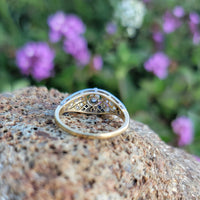18k gold & platinum top two tone Deco estate Sapphire & Diamond Ring