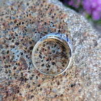18k gold & platinum top two tone Deco estate Sapphire & Diamond Ring