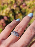 18k gold & platinum top two tone Deco estate Sapphire & Diamond Ring