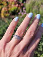 18k gold & platinum top two tone Deco estate Sapphire & Diamond Ring