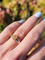 14k yellow gold fire opal estate ring