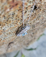 14k white gold c.1920's filigree Aquamarine pendant necklace