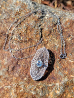 14k white gold c.1920's filigree Aquamarine pendant necklace