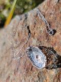 14k white gold c.1920's filigree Aquamarine pendant necklace