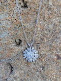 14k white gold estate vintage diamond starburst necklace pendant