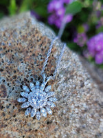 14k white gold estate vintage diamond starburst necklace pendant