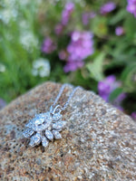 14k white gold estate vintage diamond starburst necklace pendant