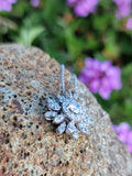 14k white gold estate vintage diamond starburst necklace pendant