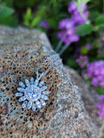 14k white gold estate vintage diamond starburst necklace pendant