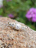 14k gold two tone 3 diamond estate Deco c.30's ring
