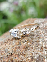 14k gold two tone 3 diamond estate Deco c.30's ring