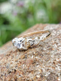 14k gold two tone 3 diamond estate Deco c.30's ring