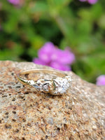 14k gold two tone 3 diamond estate Deco c.30's ring