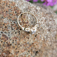 14k gold two tone 3 diamond estate Deco c.30's ring