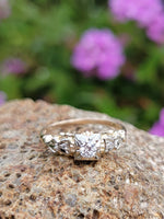14k gold two tone 3 diamond estate Deco c.30's ring