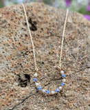 10k gold horseshoe pearl & sapphire necklace pendant