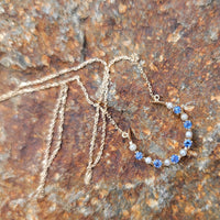 10k gold horseshoe pearl & sapphire necklace pendant