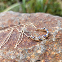 10k gold horseshoe pearl & sapphire necklace pendant