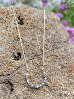10k gold horseshoe pearl & sapphire necklace pendant