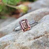 Platinum Pink Tourmaline & Diamond estate Ring