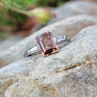 Platinum Pink Tourmaline & Diamond estate Ring