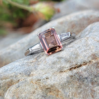 Platinum Pink Tourmaline & Diamond estate Ring
