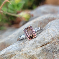 Platinum Pink Tourmaline & Diamond estate Ring