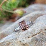 Platinum Pink Tourmaline & Diamond estate Ring
