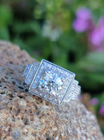 Platinum ART DECO 1.14ct European cut diamond vintage estate antique ring