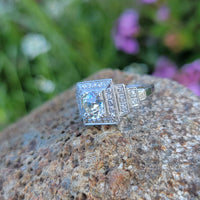Platinum Art Deco 1.14ct European cut diamond vintage estate antique ring
