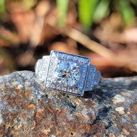 Platinum Art Deco 1.14ct European cut diamond vintage estate antique ring