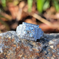 Platinum Art Deco 1.14ct European cut diamond vintage estate antique ring