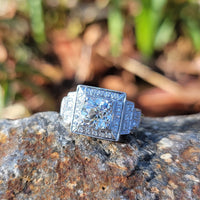 Platinum Art Deco 1.14ct European cut diamond vintage estate antique ring