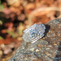 Platinum Art Deco 1.14ct European cut diamond vintage estate antique ring