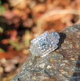 Platinum ART DECO 1.14ct European cut diamond vintage estate antique ring