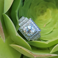Platinum Art Deco 1.14ct European cut diamond vintage estate antique ring