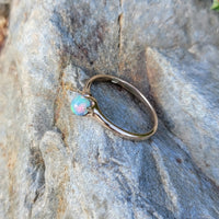 10k yellow gold opal estate solitaire ring
