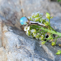 10k yellow gold opal estate solitaire ring
