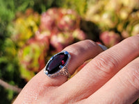 14k white gold Art Deco Garnet filigree Ring