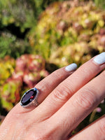14k white gold Art Deco Garnet filigree Ring