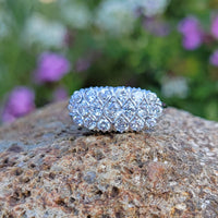 18k white 19 diamond cluster antique ring band